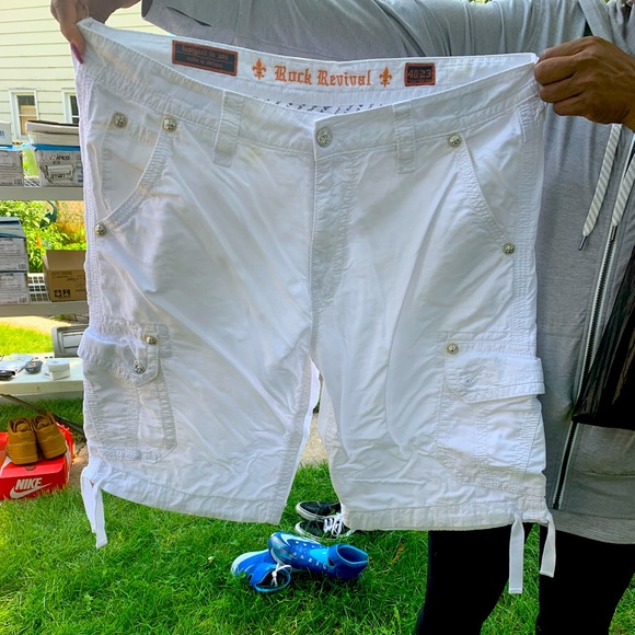 All White Rock Revival Shorts And Pants 